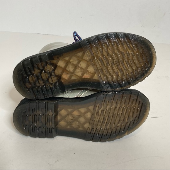 NEW DR. MARTENS Boots 1460 Sparkle Ray Metallic SILVER Lace Up High Top - Picture 5 of 11